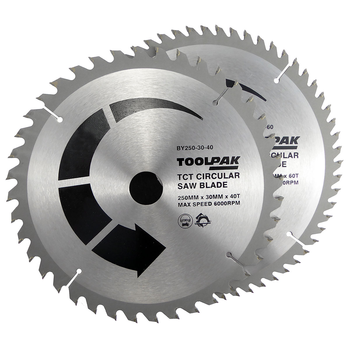 250mm x 30mm TCT Circular Saw Blades Pack of 2